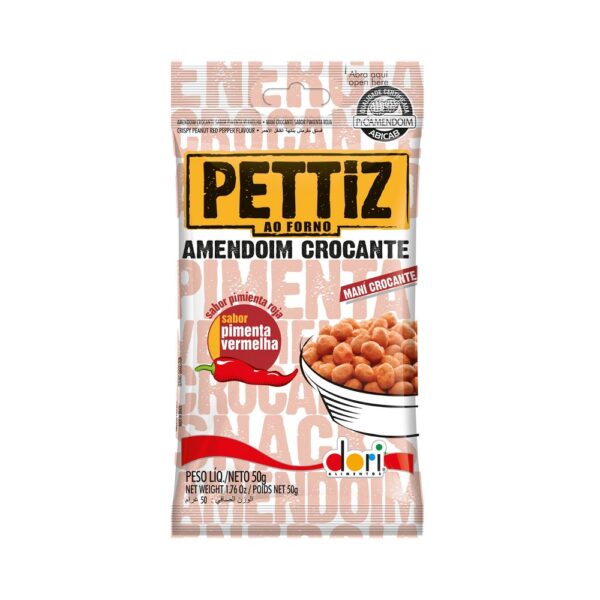 AMENDOIM PETTIZ PIMENT VERM CROC 30X50GR