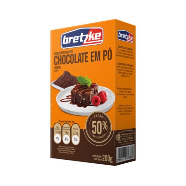 CHOCOLATE PÓ 50% BRETZKE 200G (CX/24UN)